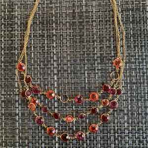 Layered read gemstone necklace